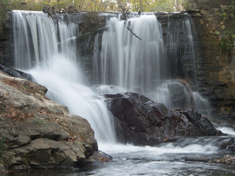 Falls over Dam on Reems Creek Lake Louise Park Weaverville, NC